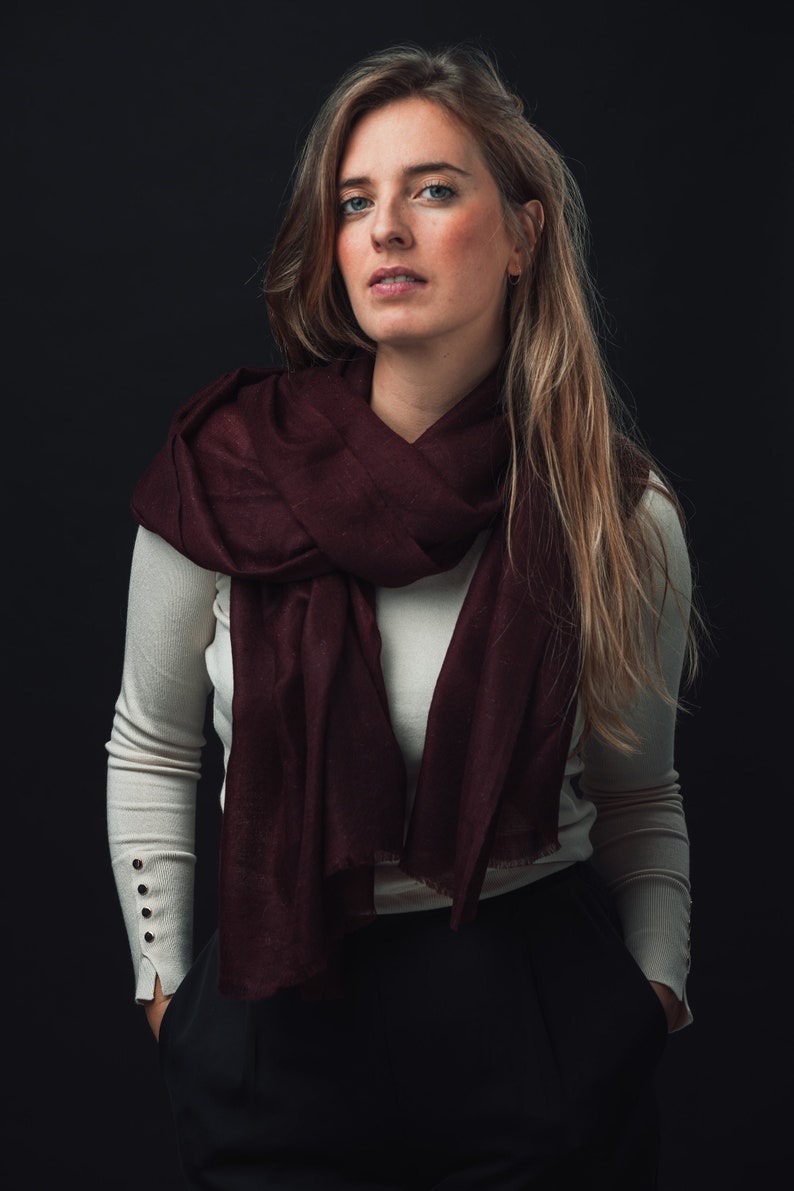 Pashmina: World's warmest, finest and lightest scarf. Handmade in Ladakh, India. Pashmina is a finer and warmer variant of spun Cashmere. image 1