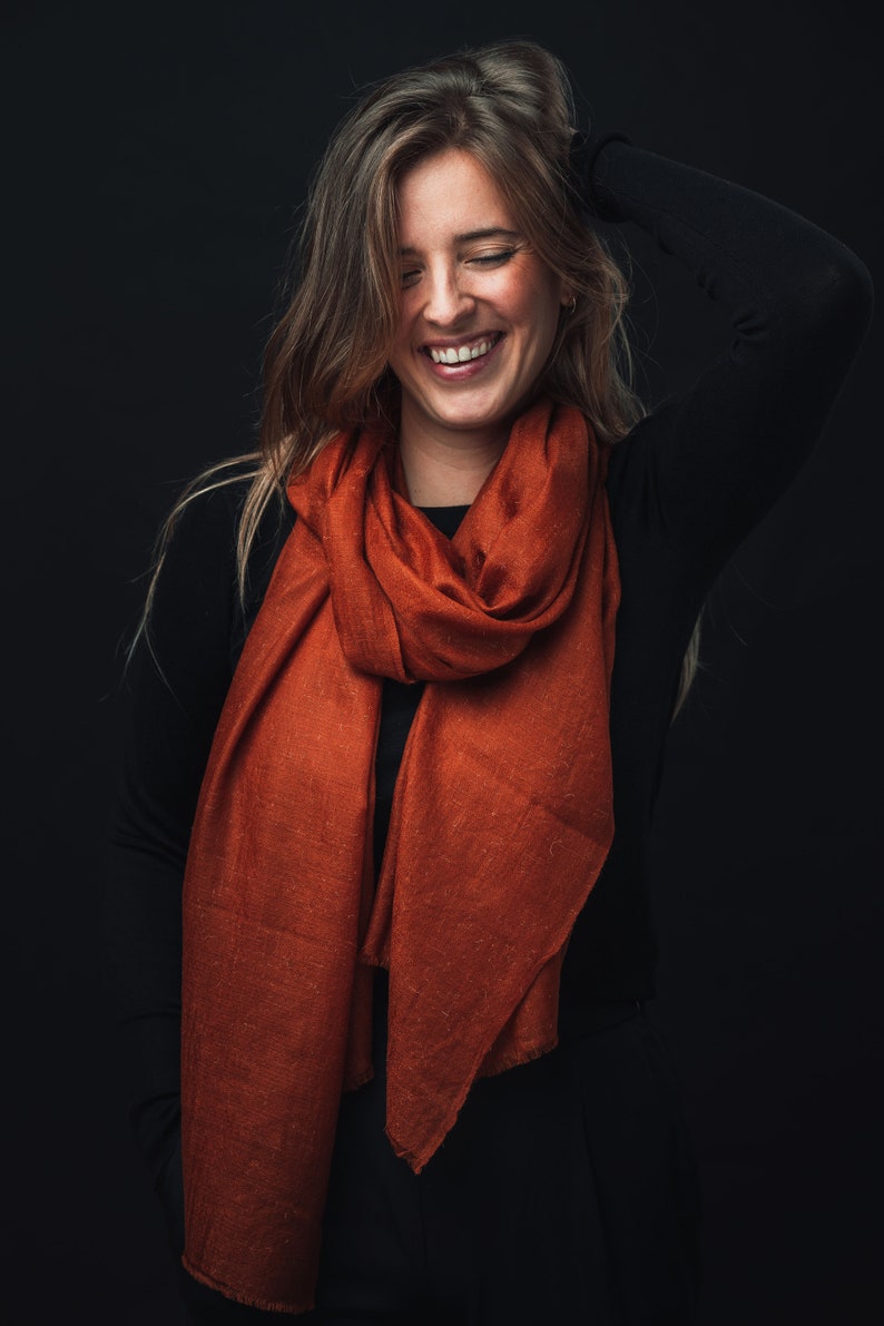 Pashmina: World's warmest, finest and lightest scarf. Handmade in Ladakh, India. Pashmina is a finer and warmer variant of spun Cashmere. image 3