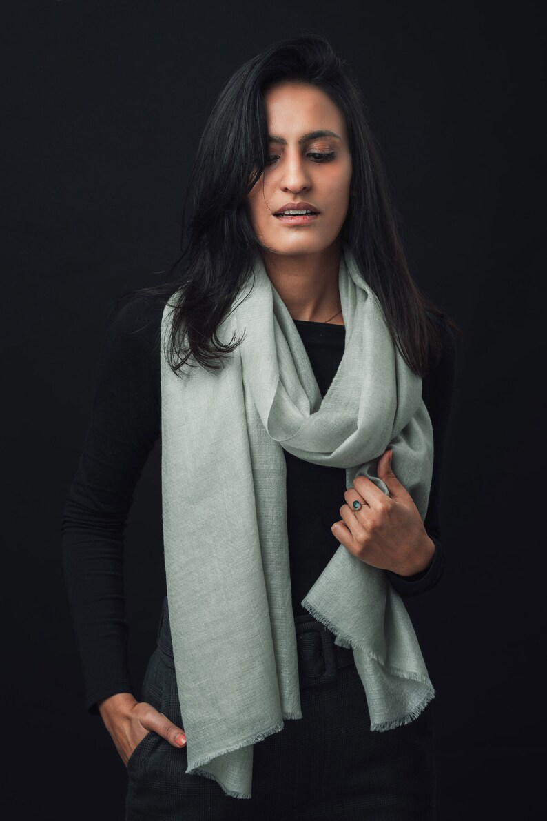 Pashmina: World's warmest, finest and lightest scarf. Handmade in Ladakh, India. Pashmina is a finer and warmer variant of spun Cashmere. image 2