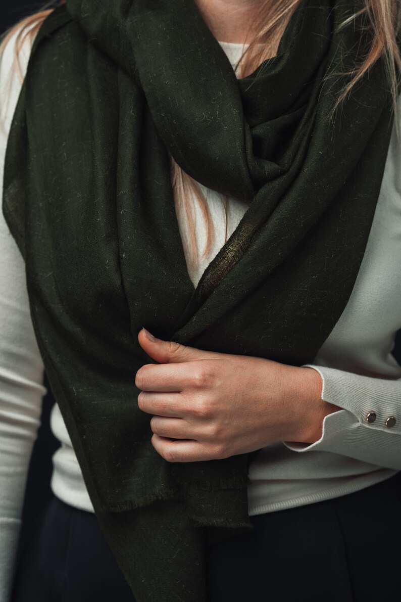 Pashmina: World's warmest, finest and lightest scarf. Handmade in Ladakh, India. Pashmina is a finer and warmer variant of spun Cashmere. image 3
