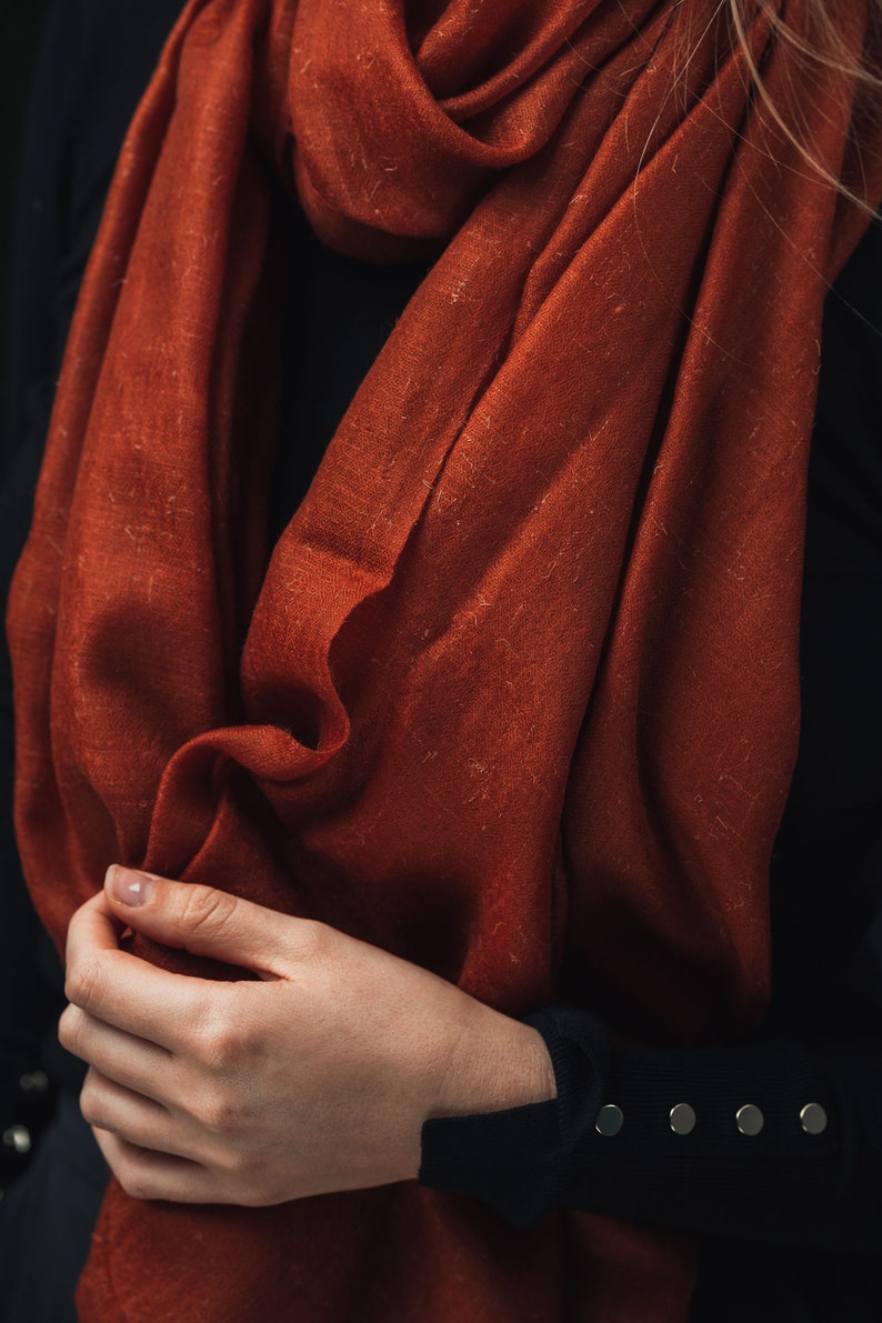Pashmina: World's warmest, finest and lightest scarf. Handmade in Ladakh, India. Pashmina is a finer and warmer variant of spun Cashmere. image 2