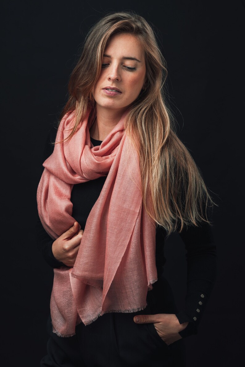 Pashmina: World's warmest, finest and lightest scarf. Handmade in Ladakh, India. Pashmina is a finer and warmer variant of spun Cashmere. image 2