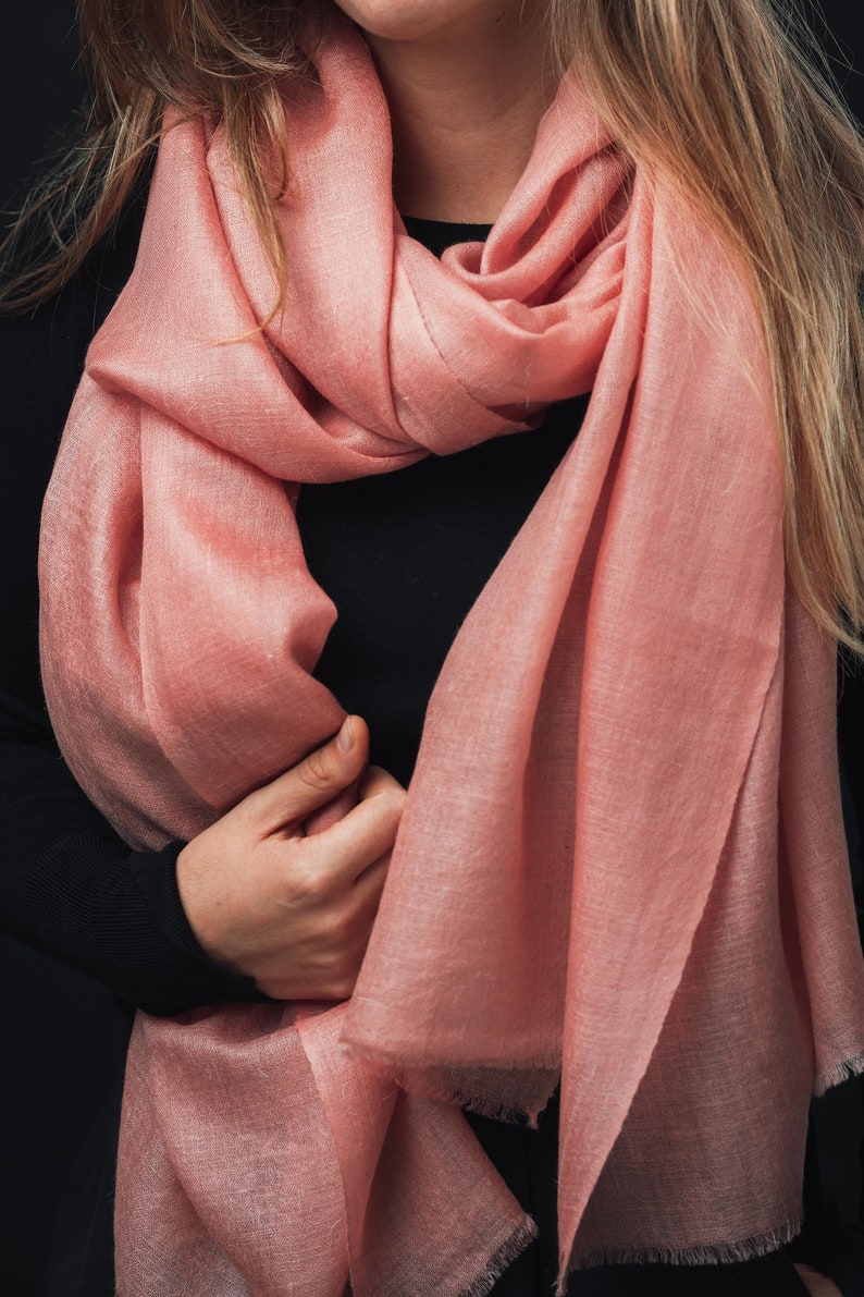 Pashmina: World's warmest, finest and lightest scarf. Handmade in Ladakh, India. Pashmina is a finer and warmer variant of spun Cashmere. image 3