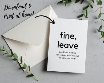 Printable Card | Office Leaving Card | Funny Card | Goodbye Card | Congratulations | Downloadable Instant Download & Print