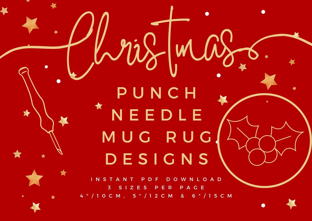 Holly - Christmas Punch Needle PDF Mug Rug Coaster Patterns for ...