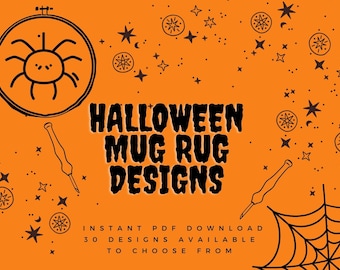 Cute Spider - Halloween Punch Needle PDF Mug Rug Coaster Patterns for Beginners - Instant Download Punch Needle Design Embroidery