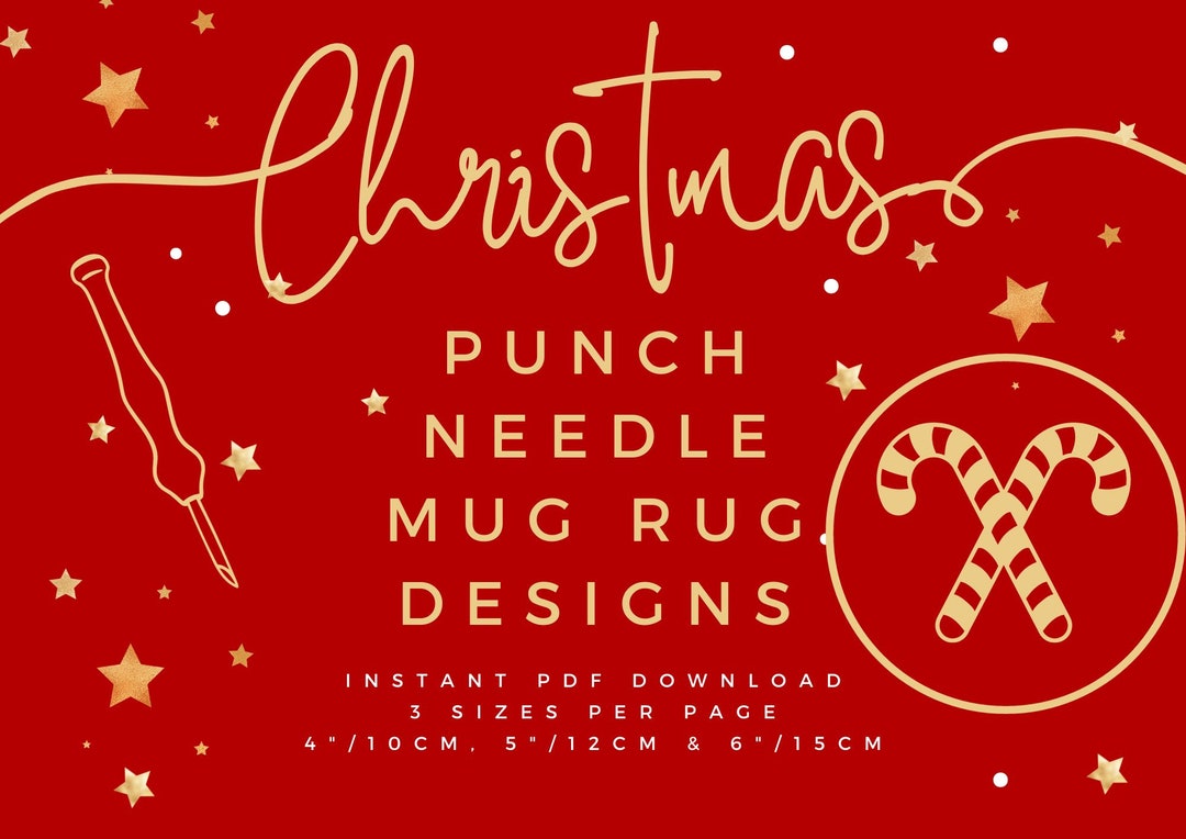 Candy Canes - Christmas Punch Needle PDF Mug Rug Coaster Patterns for ...