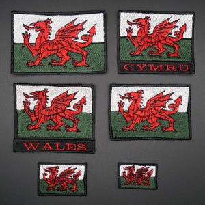 Wales/Cymru Flag Embroidered Patch -iron/sew on or Velcro