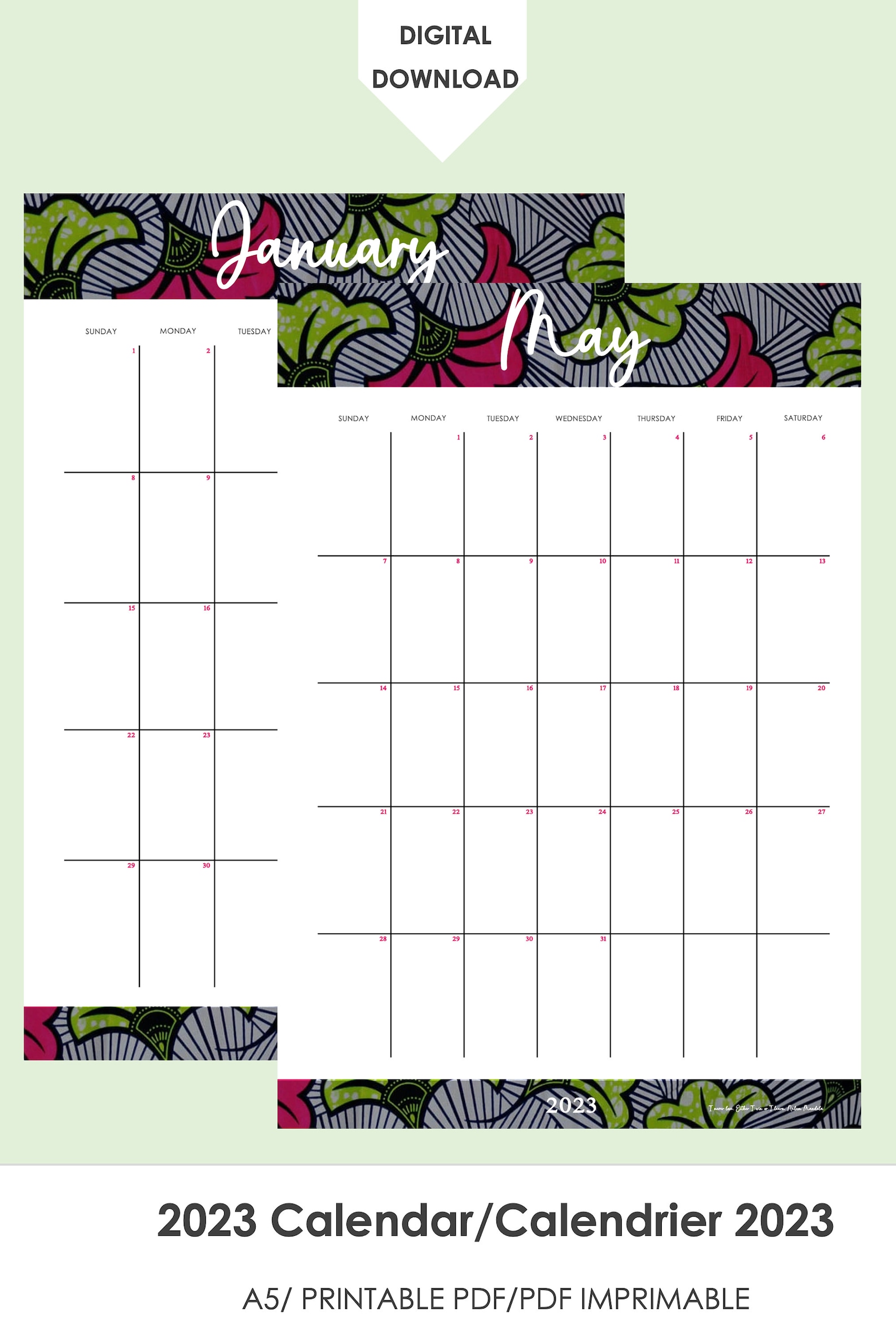2023 Printable Wax Calendar _ January 2023 Through December - Etsy 2023 Printable Wax Calendar _ January 2023 Through December - Etsy