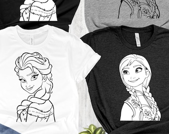 Camisas congeladas de Disney, camisa enlazada a hermanos, trajes a juego de hermanas, camiseta Else y Anna, camiseta de vacaciones de princesa, grupo de niñas de Disneyland