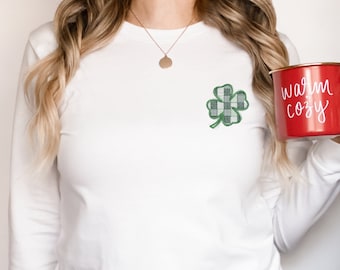 Shamrocks Crewneck, st pattys, lucky sweatshirt, shamrock sweatshirt, irish sweatshirt, Embroidered Lucky