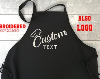 Tablier de broderie personnalisé, tablier de cuisine brodé, tabliers prénom avec poche, tablier de cuisine de chef personnalisé, cadeau homme et femme, barbecue, gril