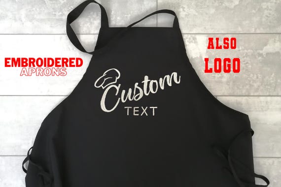 Custom EMBROIDERY Apron, Kitchen Embroidered Apron, Name Aprons with Pocket, Personalized Chef Cooking Apron, for Men & Women Gift,BBQ,Grill