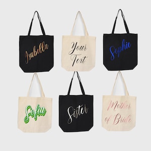 Bolsa de mano personalizada, comprador personalizado, bolsas de compras con imagen y texto, bolsa de texto personalizada, bolsa de mano personalizada, regalo de dama de honor, dama de honor