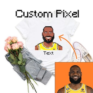 Custom Portrait Pixel Shirt, Personalized Photo Pixel, Custom 8-bit Gamer Sweatshirt, Pixel Art Shirt