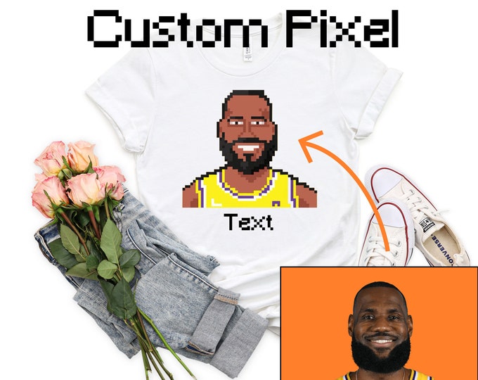 Custom Portrait Pixel Shirt, Personalized Photo Pixel, Custom 8-bit Gamer Sweatshirt, Pixel Art Shirt