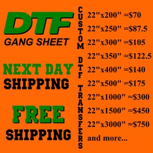 Mega Bulk Gang Sheet, Full Color Custom DTF Transfers, Ready To Press, Gang Sheet Print,Direct To Film, Wholesale Printing, Same Day Service