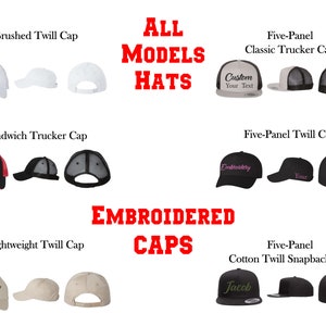 All Models Caps, Personalized Embroidered Hat, Custom Embroidery Logo, Sorority hat, Custom hats, Baseball Dad Cap, Small Business Merch