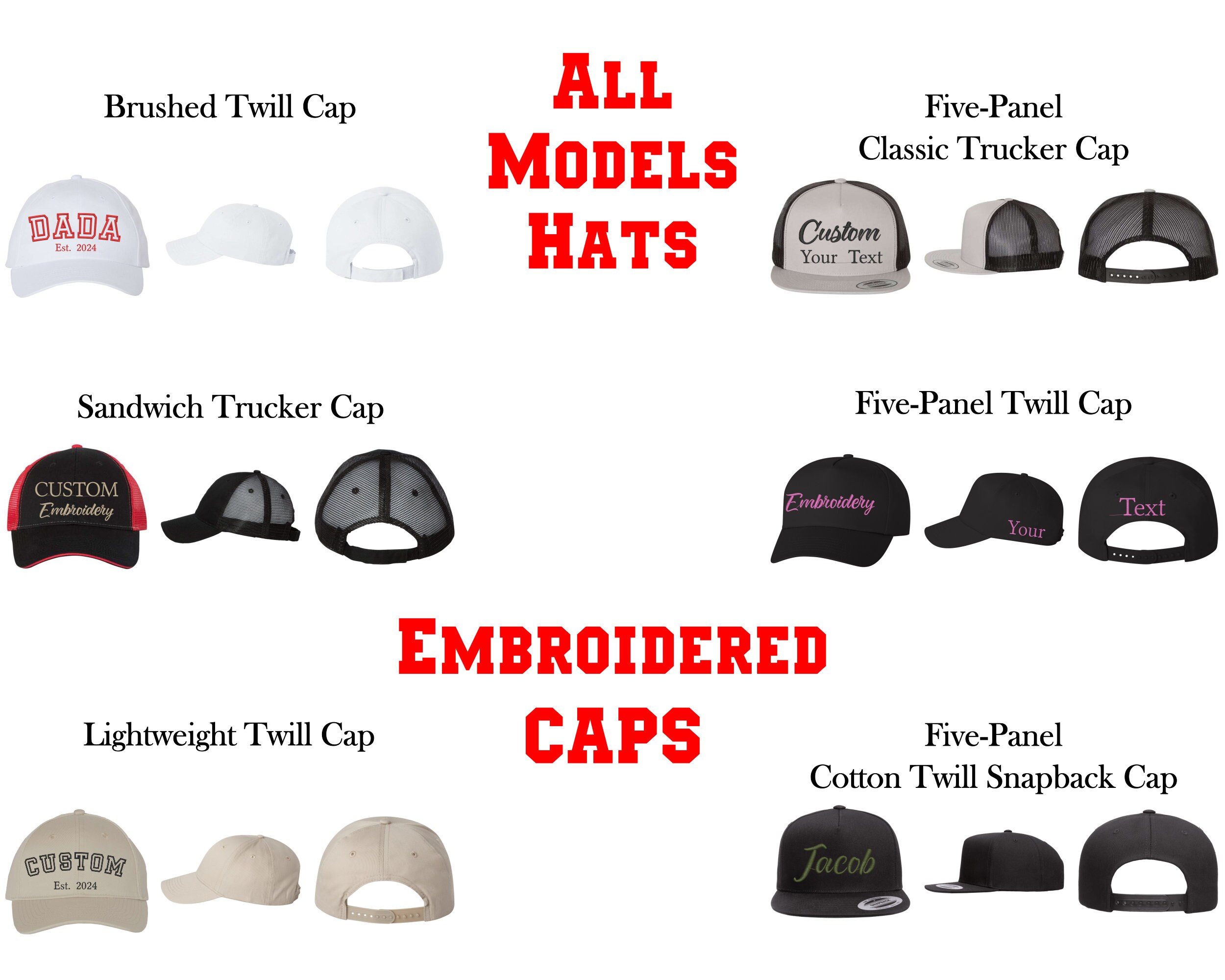 Twill Embroidery Logo Cap