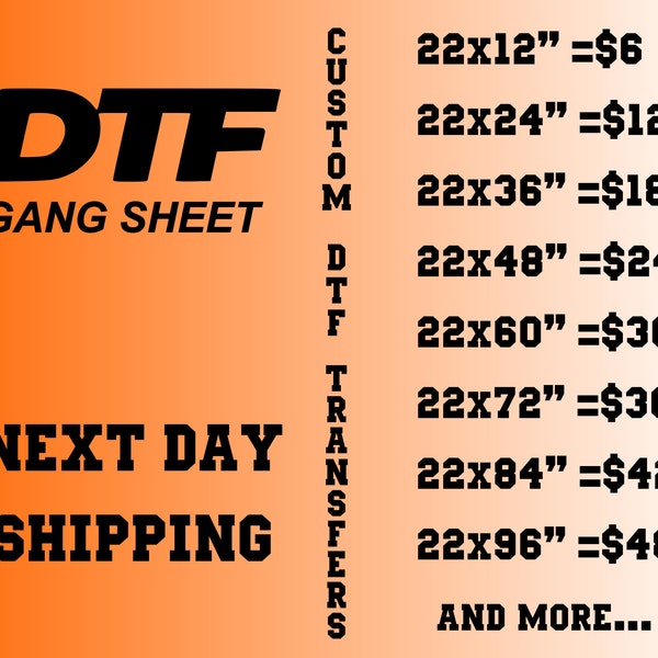 Bulk Gang Sheet, Full Color Custom DTF Transfers, Ready To Press, Gang Sheet Print, Direct To Film, Personalized Bulk Printing, Wholesale