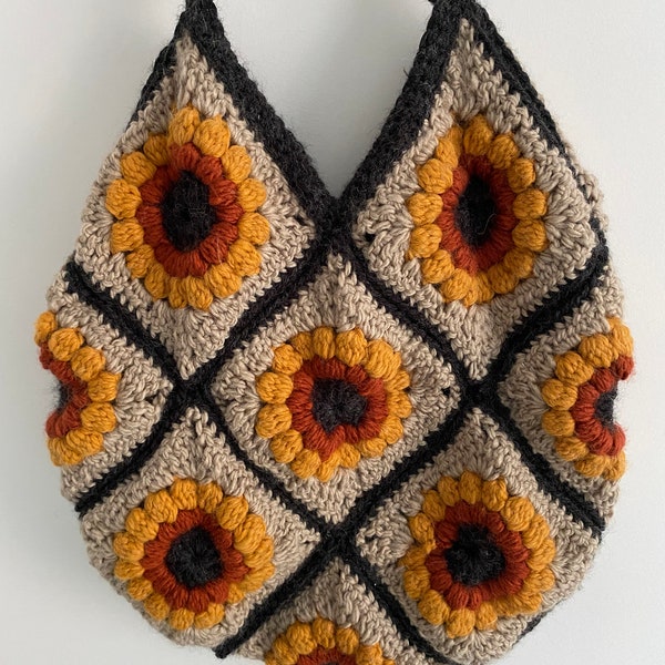 crochet sunflower tote bag
