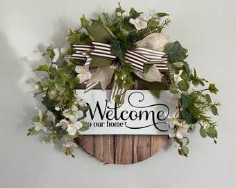 Farmhouse Wreath,Welcome Wreath,Home Decor,Grapevine Wreath,Wreath,Door Wreath,Farmhouse Decor,Rustic decor