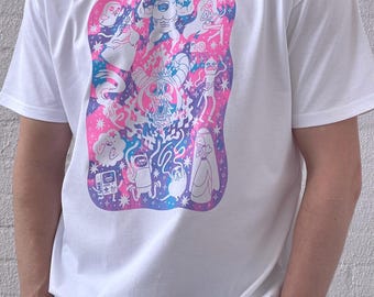 AT / Color print / handmade screen printed / t-shirt / unisex / 100% cotton