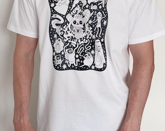 AT / Black print / handmade screen printed / t-shirt / unisex / 100% cotton