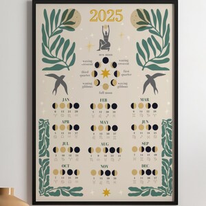Printable Calendar | Dark Forest Lunar Calendar Digital Download | Wall Digital Calendar | Moon Phase Calendar | Wall Print