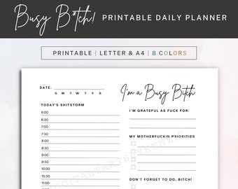 Swear Words Daily Planner, Printable Planner, Planner Page, Digital Planner, To Do List, Print At Home Planner, A4, Letter, Instant Download