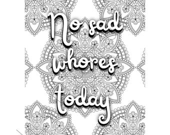 Adult Coloring Sheet for Instant Download, Printable Coloring Sheet with Swear Words