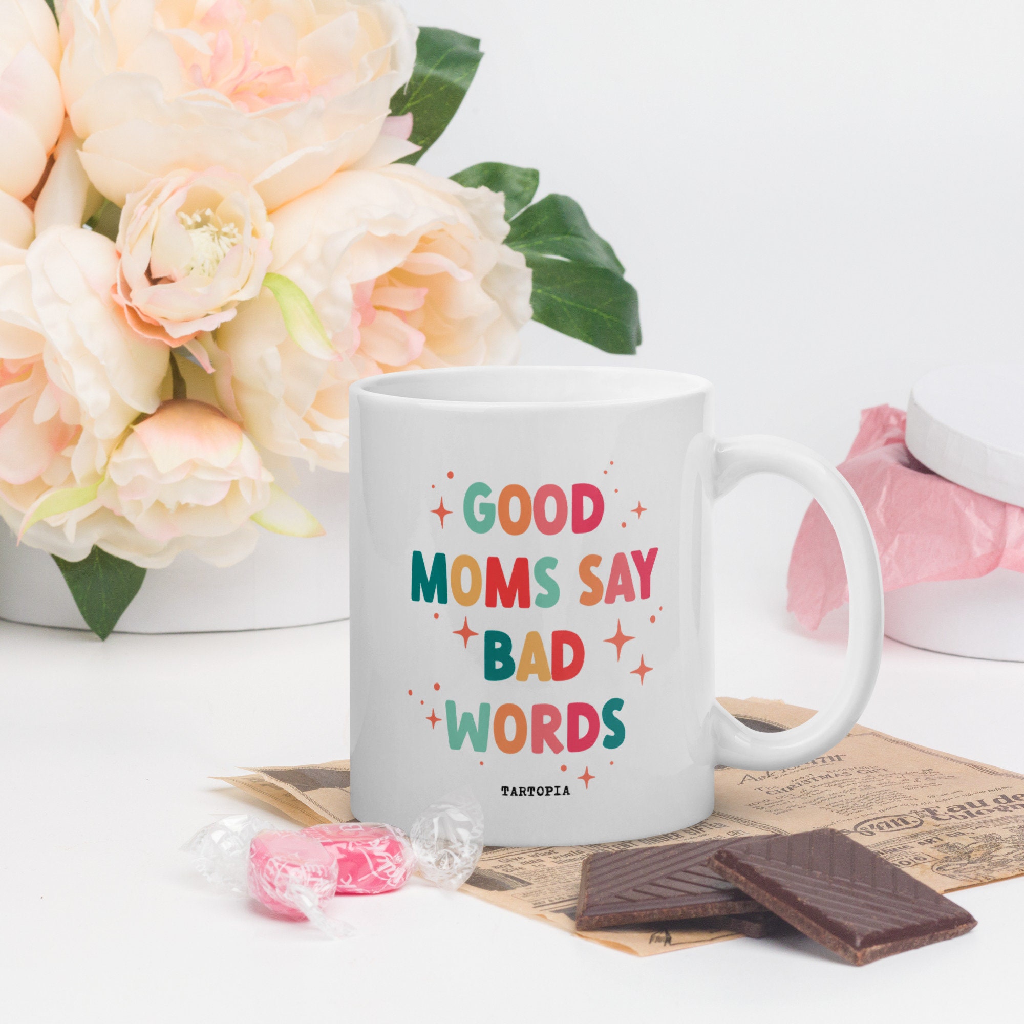Funny Mom Gift, Good Moms Say Bad Words Travel Tumbler Mug, Cute