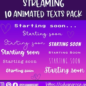Bundle-10 Animated stream screen text - &quot;Starting Soon&quot; - &quot;Be right back&quot; - &quot;Stream Ending&quot; - &quot;Offline&quot;-Transparent background-Alpha channel