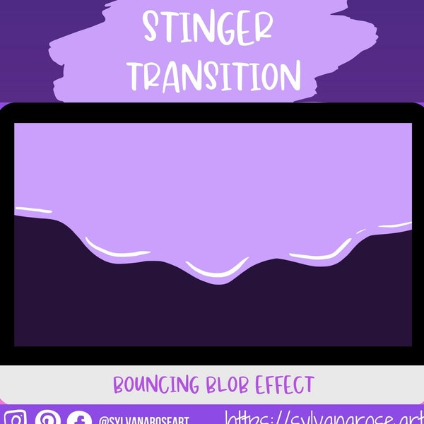 Twitch transition, stinger transition, light violet obs transition hand-drawn bouncing blob