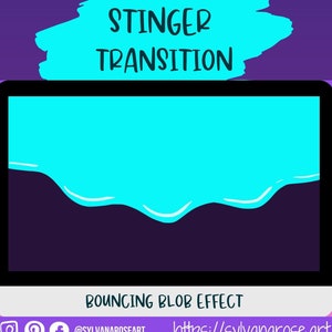 Twitch transition, stinger transition, bright blue obs transition hand-drawn bouncing blob