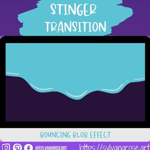 Twitch transition, stinger transition, vivid blue obs transition hand-drawn bouncing blob