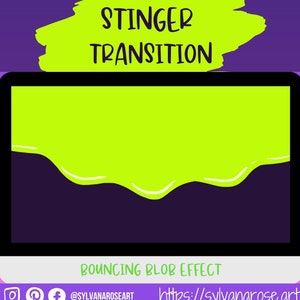 Twitch transition, stinger transition, light green obs transition hand-drawn bouncing blob