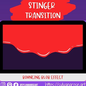 Twitch transition, stinger transition, red obs transition hand-drawn bouncing blob