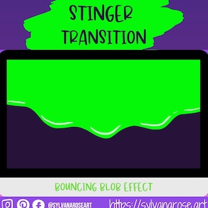Twitch transition, stinger transition, bright green obs transition hand-drawn bouncing blob