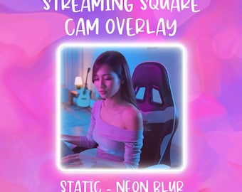 Superposición de cámara web con cuadrados de neón estáticos para streaming, Twitch, Kick, OBS Studio y StreamLabs
