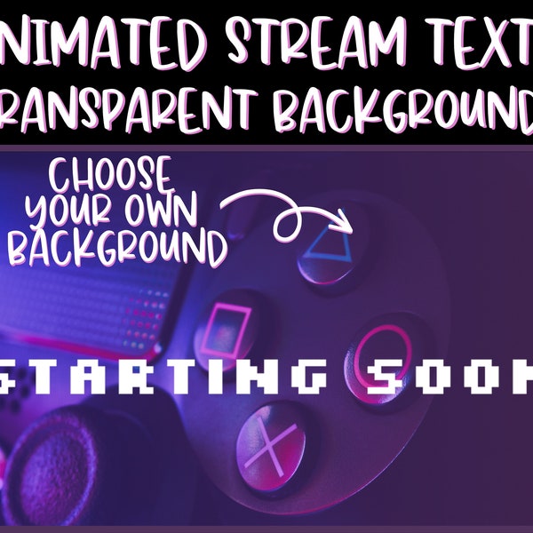 Animated stream screen texts Starting Soon, Be right back, Stream Ending and Offline with Transparent background Alpha channel