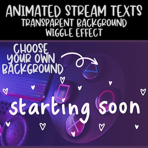 Animated hand drawn hearts wiggle stream screen texts Starting Soon, Be right back, Stream Ending and Offline with Transparent background
