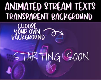Textos de pantalla de transmisión animados: Comienza pronto, Vuelvo enseguida, Fin de transmisión y Sin conexión con fondo transparente Canal alfa
