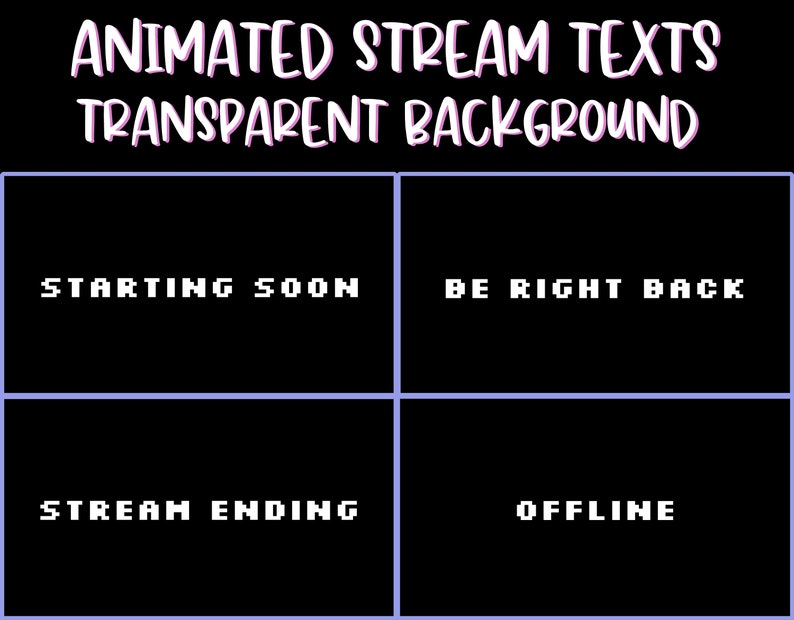 Stream Textformat Animated Stream Screen Texts Starting Soon, Be Right Back, Stream ...