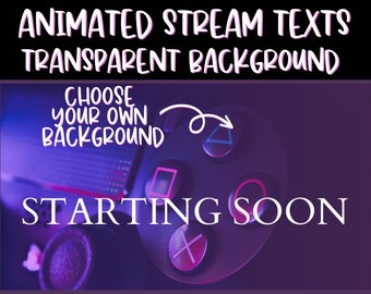 Textos de pantalla de transmisión animados: Comienza pronto, Vuelvo enseguida, Fin de transmisión y Sin conexión con fondo transparente Canal alfa