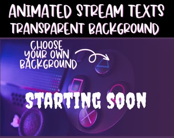 Textos animados en pantalla de transmisión: "Comenzando pronto", "Vuelvo enseguida", "Fin de la transmisión" y "Sin conexión" con fondo transparente y canal alfa para Halloween.