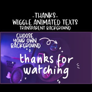 Op de afbeelding: Paarse en blauwe geanimeerde tekst die "bedankt voor het kijken" zegt met een achtergrond van een videogamecontroller. De tekst is wit en heeft een handgetekende stijl. De tekst zegt "Kies je eigen achtergrond" boven de controller.