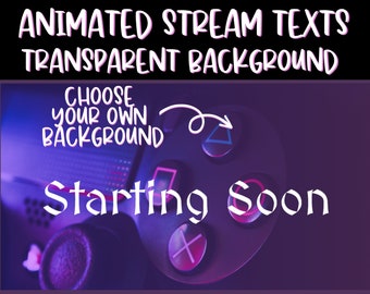 Textos de pantalla de transmisión animados: Comienza pronto, Vuelvo enseguida, Fin de transmisión y Sin conexión con fondo transparente Canal alfa