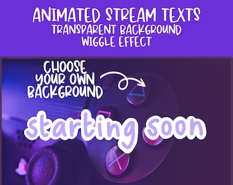 Textos de pantalla de transmisión en movimiento morados dibujados a mano animados: Comienza pronto, Vuelvo enseguida, Fin de transmisión y Sin conexión con fondo transparente