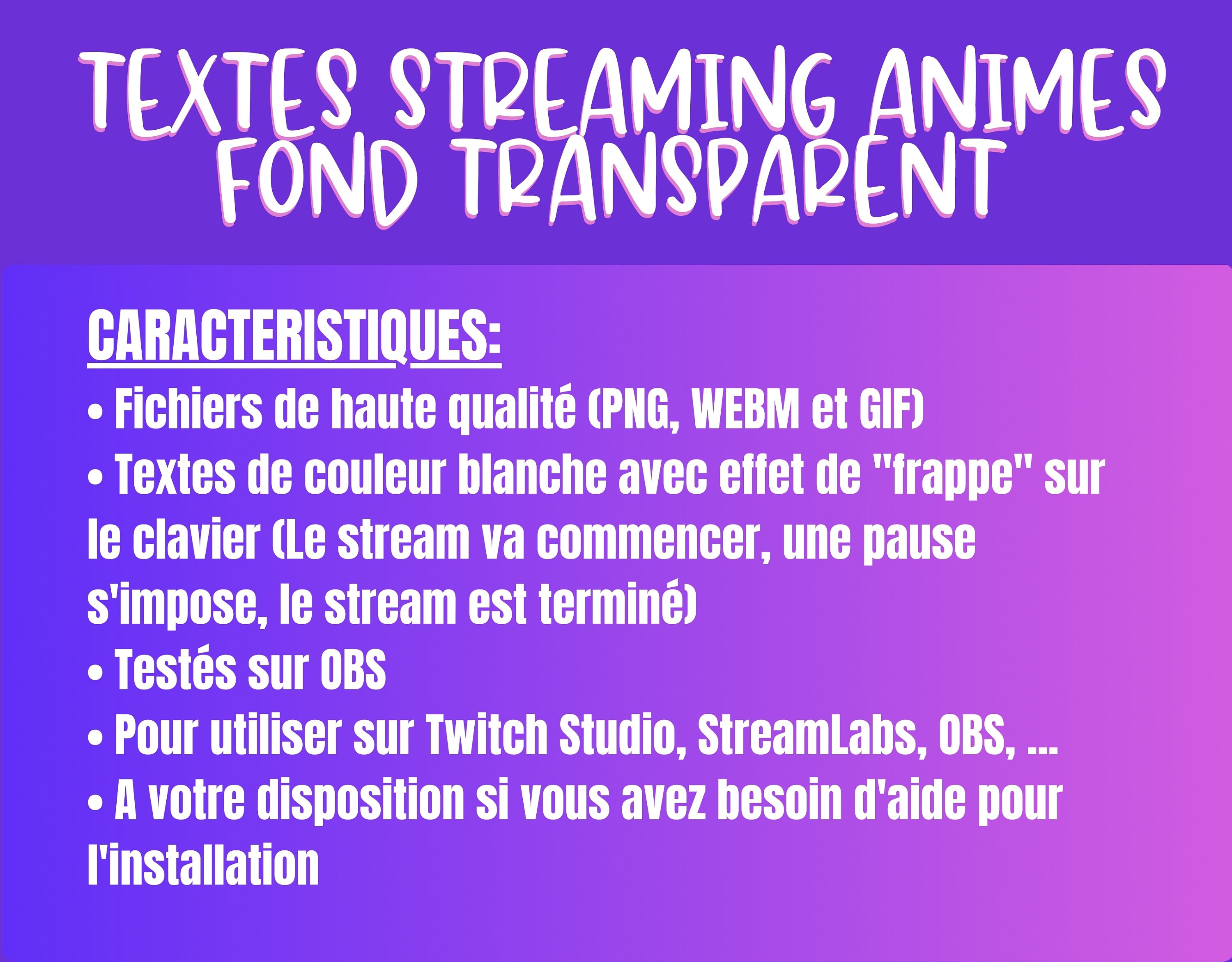 French Version of Animated Stream Screen Texts Starting Soon, Be Right ...